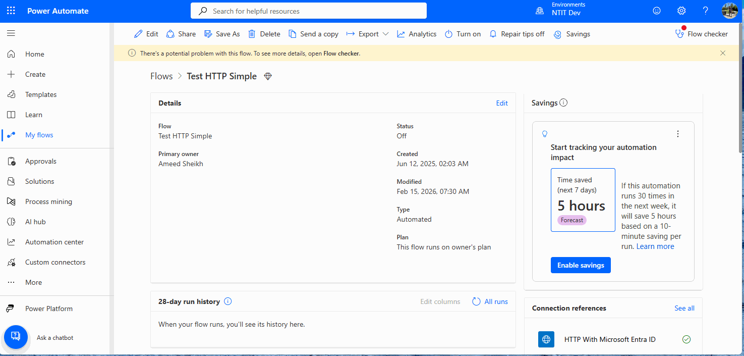 Governance walkthrough — activation blocked, tracking table, rules table, fix, success