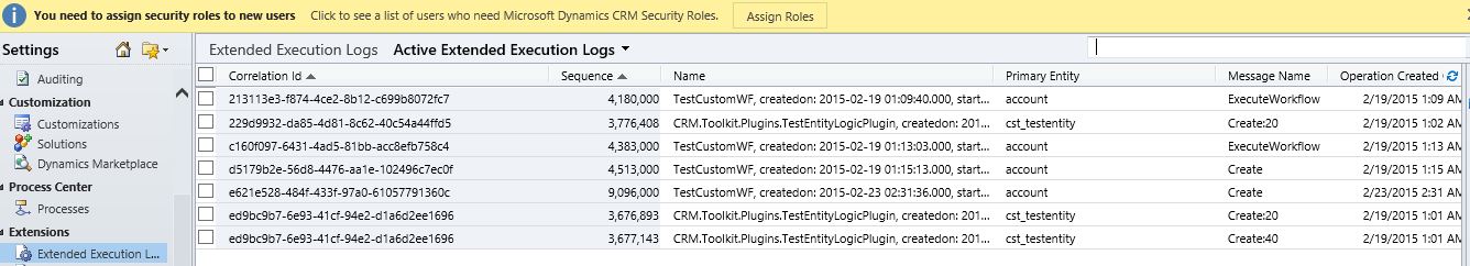 Extended Execution Log View